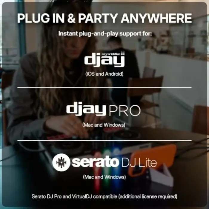 Numark Party Mix Iıı Dahili Işıklı Bluetooth DJ Controller; 2 Deck, 16 Pad, Stems Kontrolü, Beat Assist, Smart Fader, USB-C, Serato DJ Lite & Algoriddim djay Dahil, Başlangıç DJ Seti