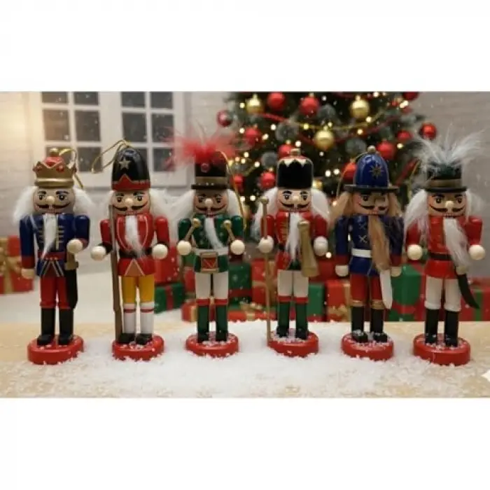 Nutcracker Premium Ahşap Fındıkkıran Asker Figürleri (6lı), 13 cm