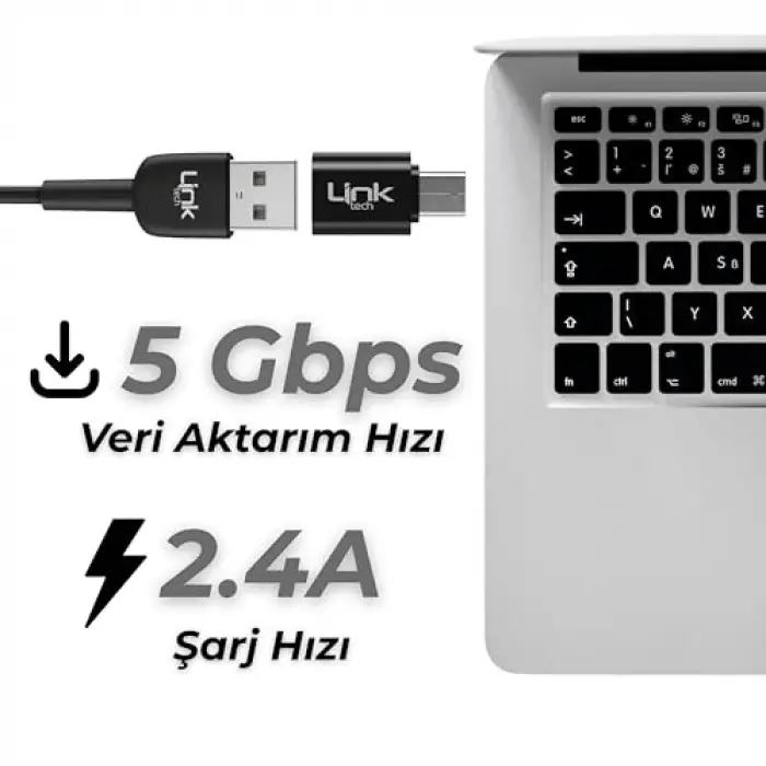 O192 USB - Type-C Dönüştürücü OTG Metal Adaptör Siyah