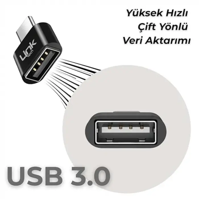 O192 USB - Type-C Dönüştürücü OTG Metal Adaptör Siyah