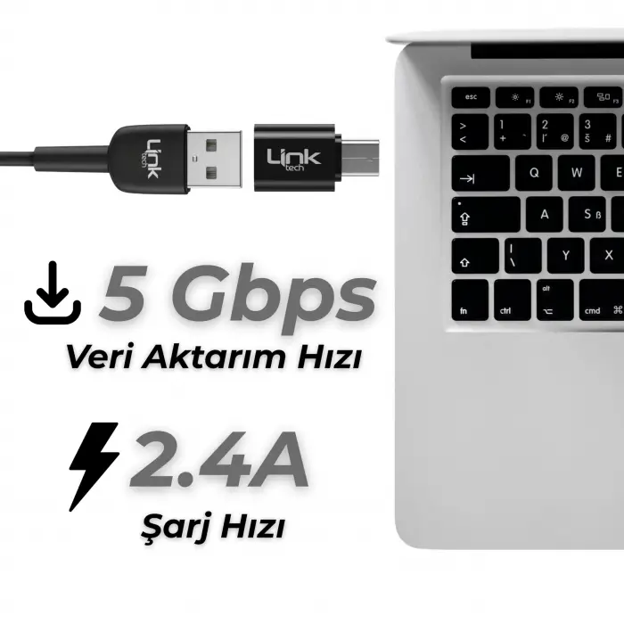 O192 USB - Type-C Dönüştürücü OTG Metal Adaptör Siyah