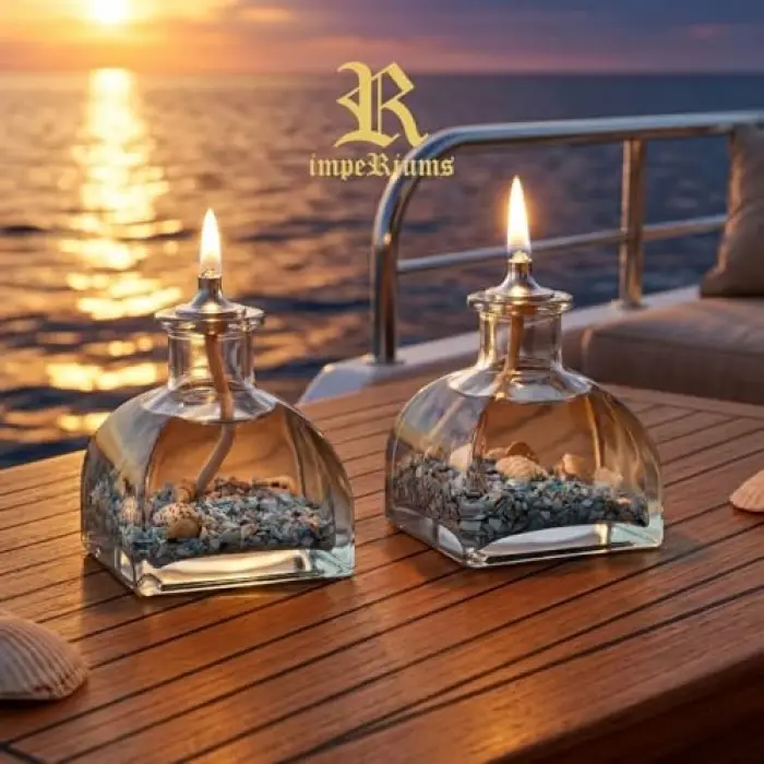 Ocean Blue Dekoratif Kandil Mum 2li Set
