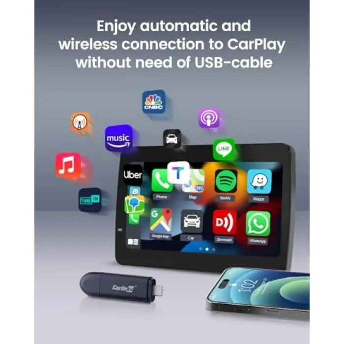 Oem Kablolu CarPlay ve Oem Kablolu Android Auto için Mini SE Pro Kablosuz Adaptör, iOS 10 ve Android 10 ve Üzeri Uyumlu, Hızlı Bağlantı, Gecikme Yok, Koyu Mavi