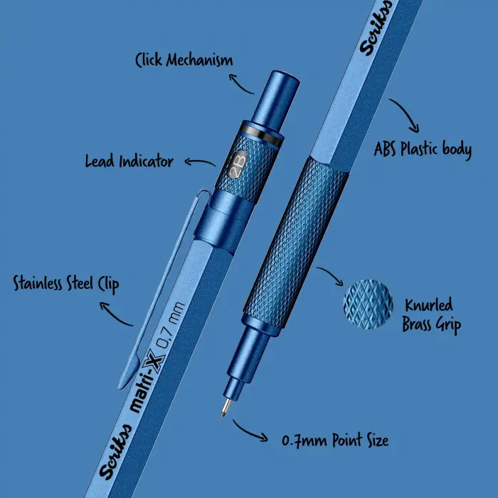 Office Matri-X Versatil 0.7 Mm Metalik Mavi Şeffaf Amb