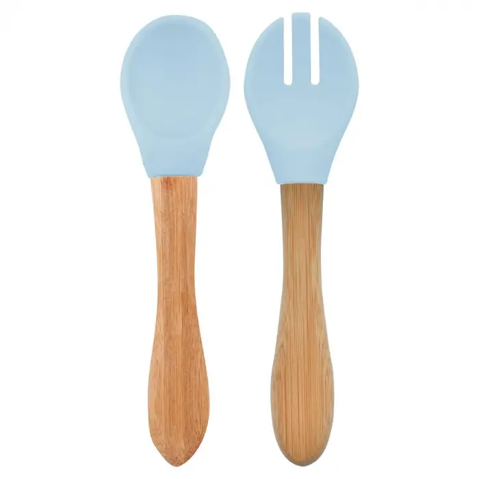 OiOi BASICS Mama Kaşığı + Çatal - Mineral Blue