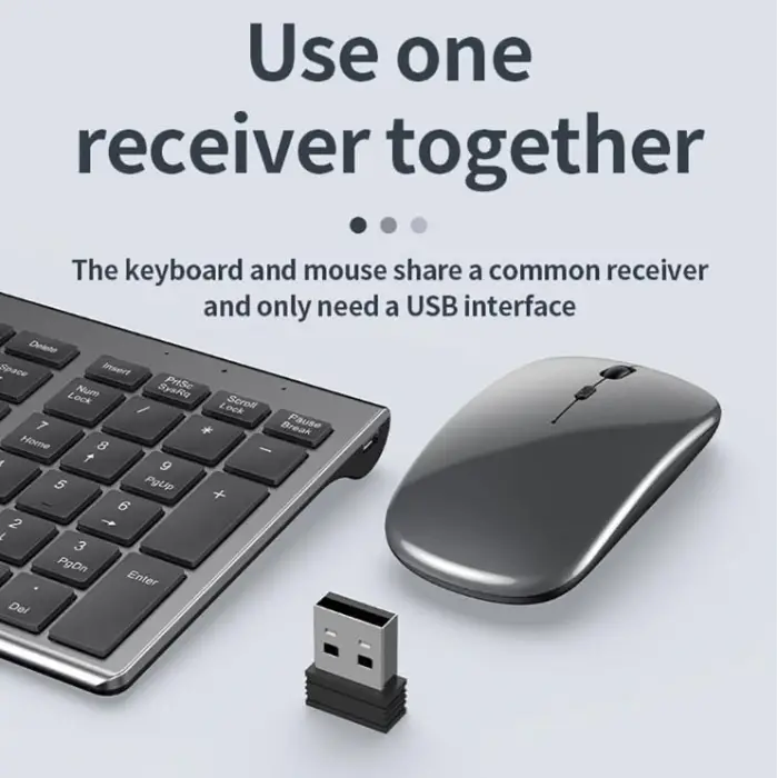 Onezero Kablosuz Türkçe Klavye Mouse Set Şarjlı Klavye Mouse 2.4G USB Dongle ve Bluetooth Bağlantılı Ergonomik Tasarım Kablosuz Keyboard Fare Titanyum Renk ZR609