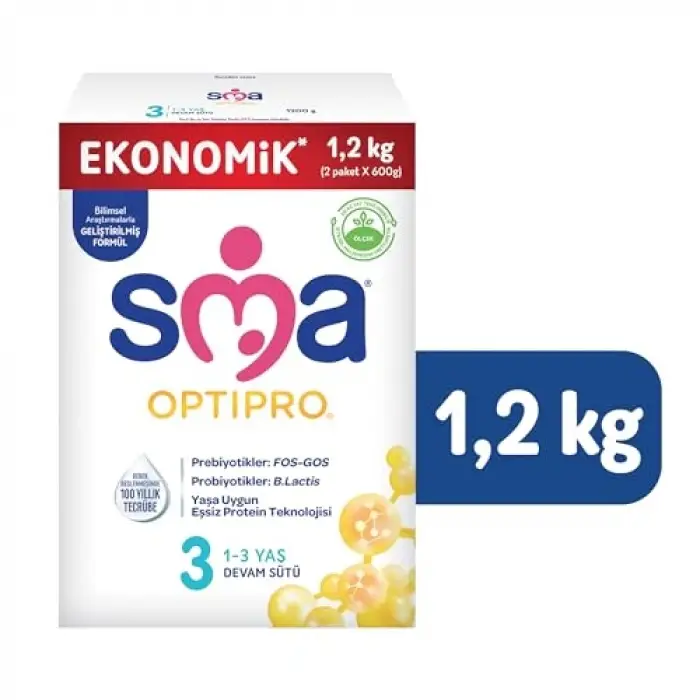 Optipro 3, 1-3 Yaş Devam Sütü, 1.2 kg (2 x 600 g)