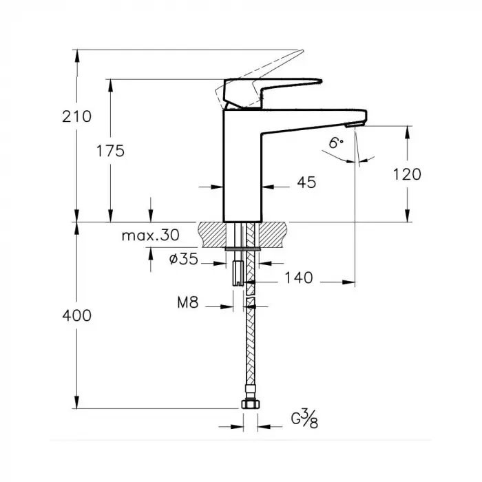 Ora A42804 Yüksek Lavabo Bataryası, Krom