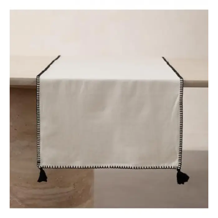 ORADEA PÜSKÜLLÜ RUNNER SİYAH 45X145 CM