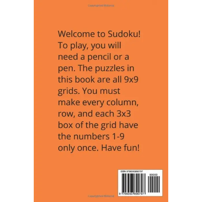 Orange Moderate Sudoku Book, 9x9 Puzzles, 100 Pages, 6x9