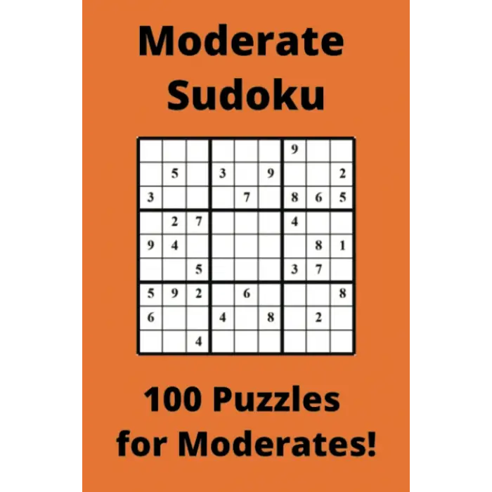 Orange Moderate Sudoku Book, 9x9 Puzzles, 100 Pages, 6x9