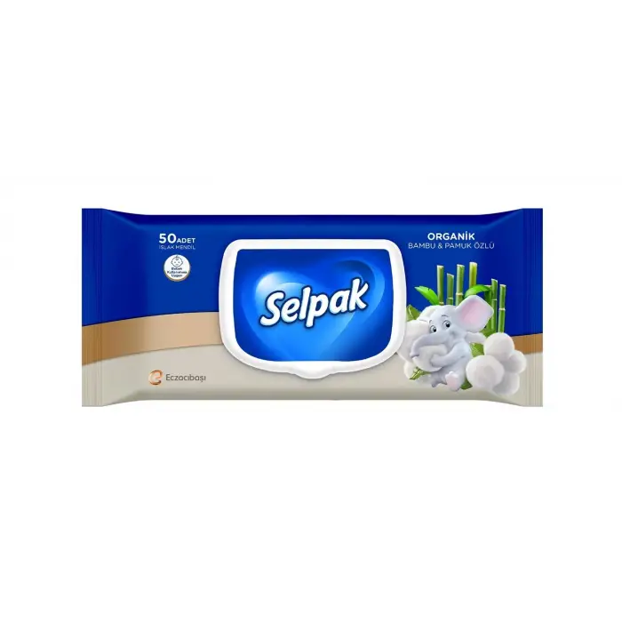 Organik Bambu ve Pamuk Islak Mendil 1X50