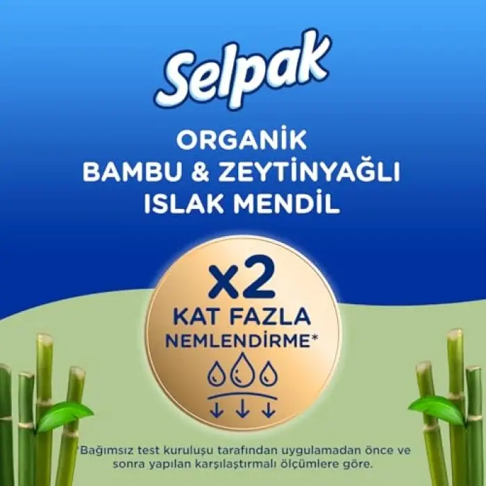 Organik Bambu Zeytinyağlı Islak Mendil 1x50