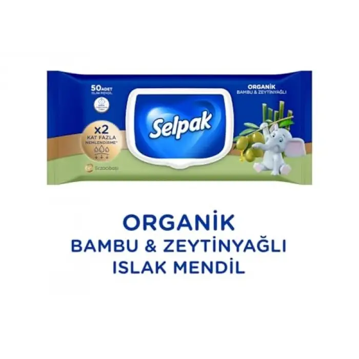 Organik Bambu Zeytinyağlı Islak Mendil 1x50