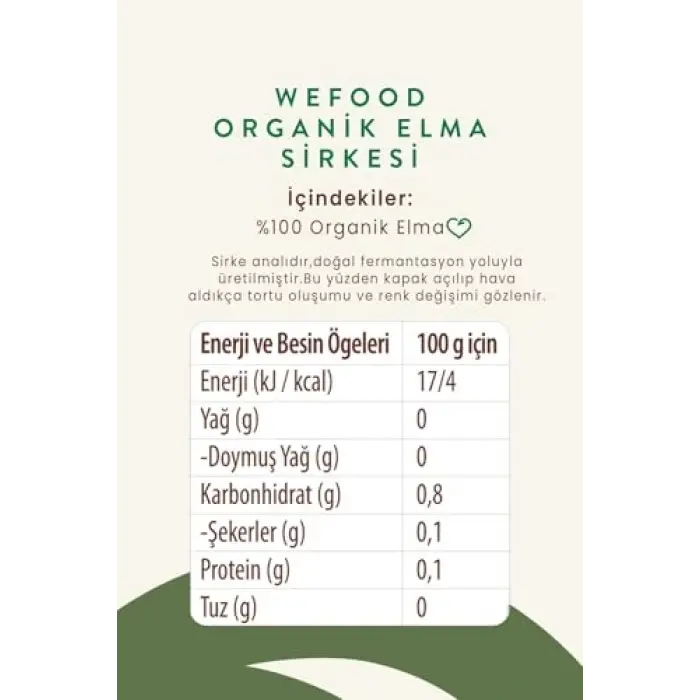 Organik Elma Sirkesi 500 Ml