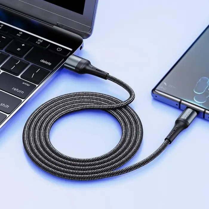Örgülü USB A-C Hızlı Şarj Kablosu, Siyah (100 CM)