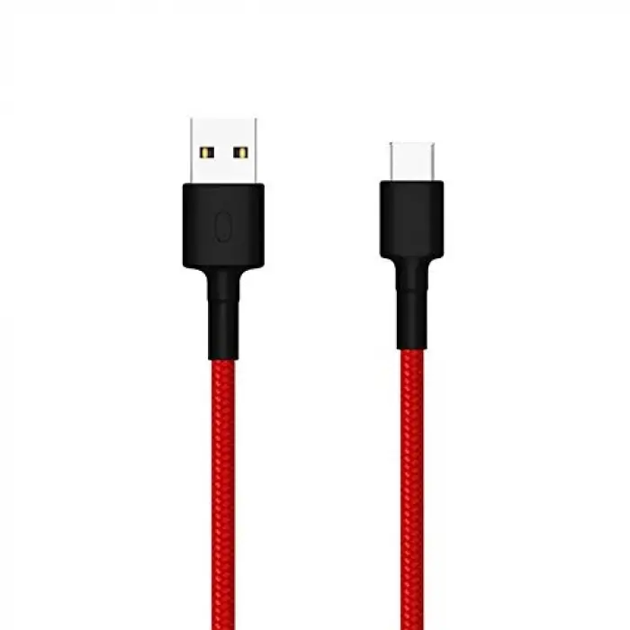Örgülü USB Type C Kablo, Kırmızı (100 cm)