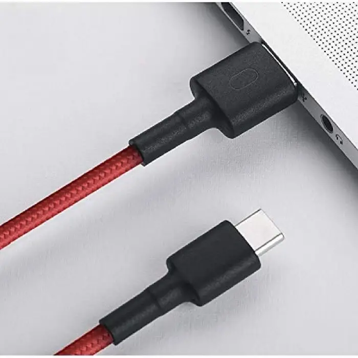 Örgülü USB Type C Kablo, Kırmızı (100 cm)
