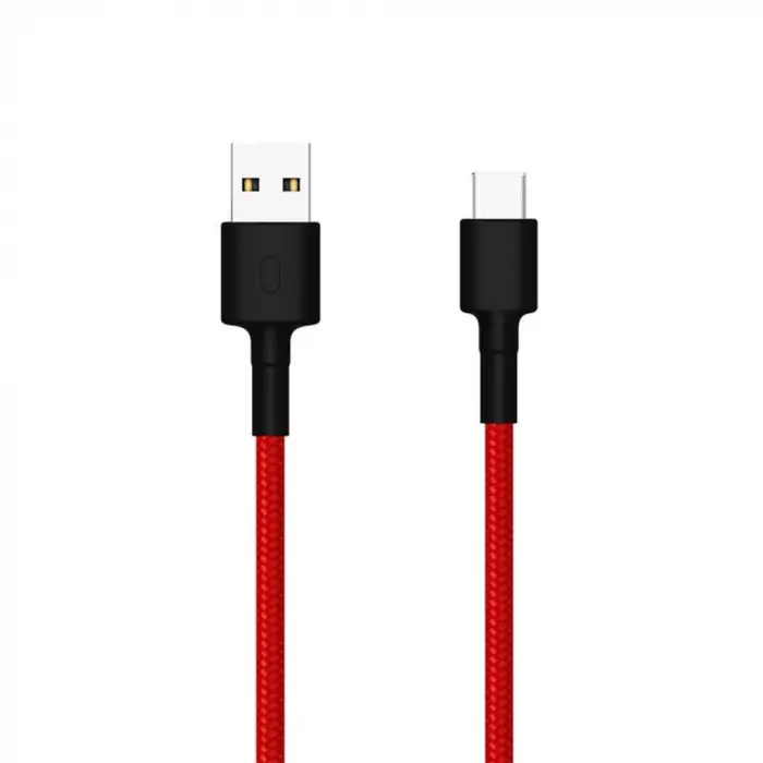 Örgülü USB Type C Kablo, Kırmızı (100 cm)