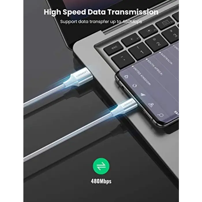 Örgülü USB Type-C Şarj ve Data Kablosu, 50 cm