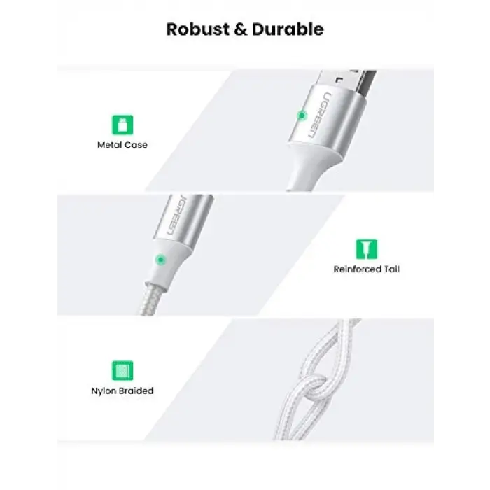 Örgülü USB Type-C Şarj ve Data Kablosu, 50 cm