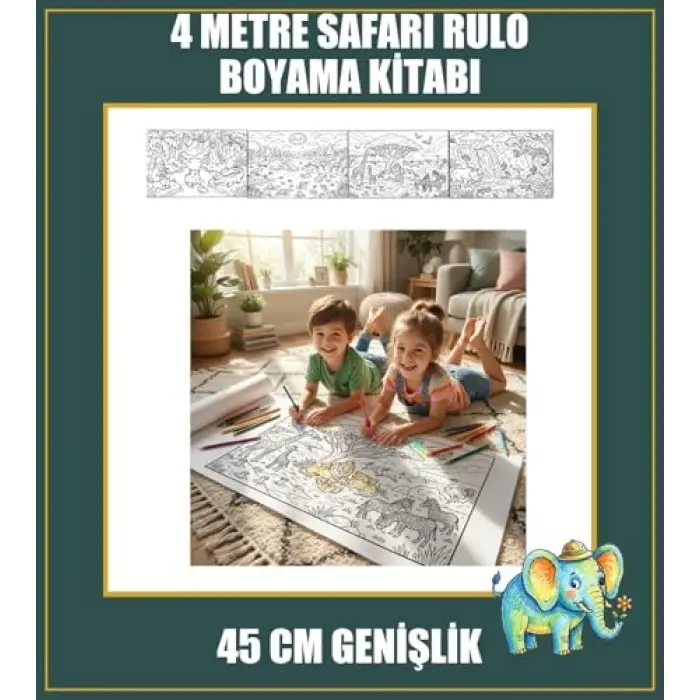 Orman Macerası Dev Rulo Boyama Kağıdı 4 Metre Genişlik, 45 cm