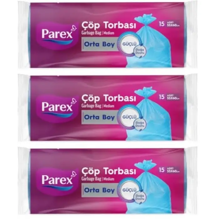 Orta Boy Çöp Torbası 15li (55 x 60 cm) (3 paketi)