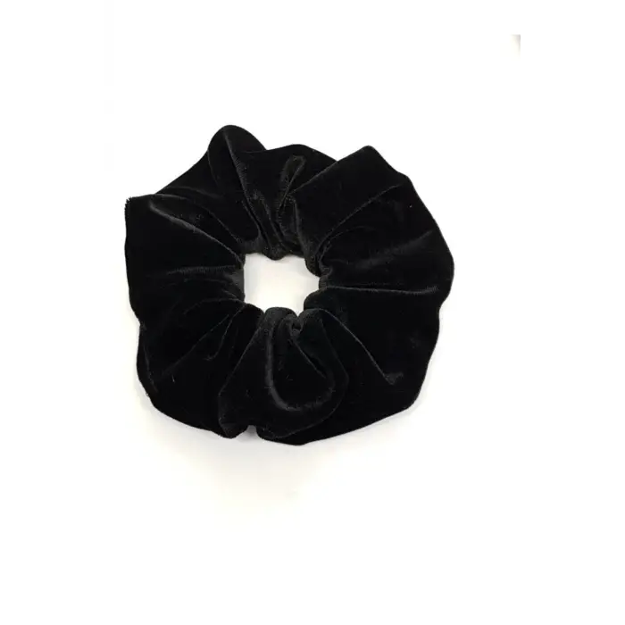 Orta Boy Scrunchie Kadife Saç Lastiği, Tek Ebat, 269siyahhb54, Siyah