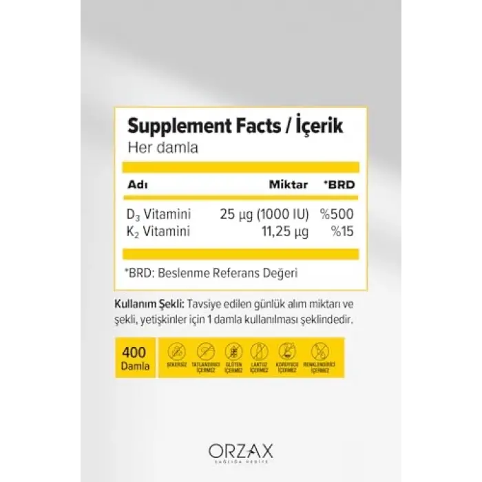 Orzax D3K2 Damla 2.%50 Indirimli