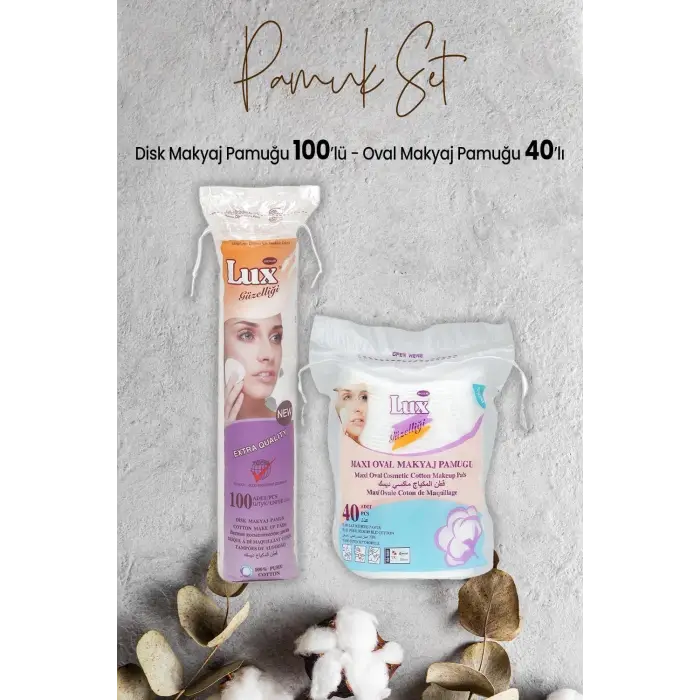 Oval 40lı ve Disk 100lü Makyaj Pamuğu Seti