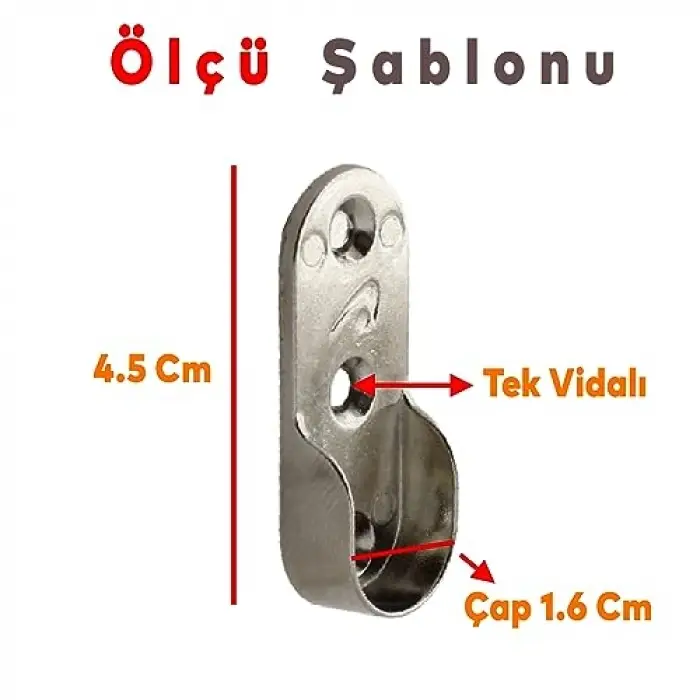 Oval Dolap Borusu Sabitleme Flanşı, Krom 45 mm, 2 Adet