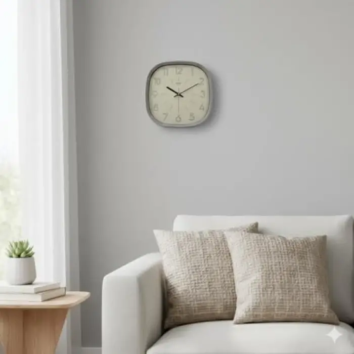 Oval Gri Abs Kasa Duvar Saati, Modern Kadran ve 30 CM