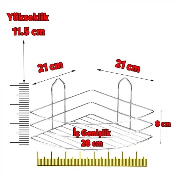 Oval Krom Tek Katlı Duş Rafı ve Şampuanlık