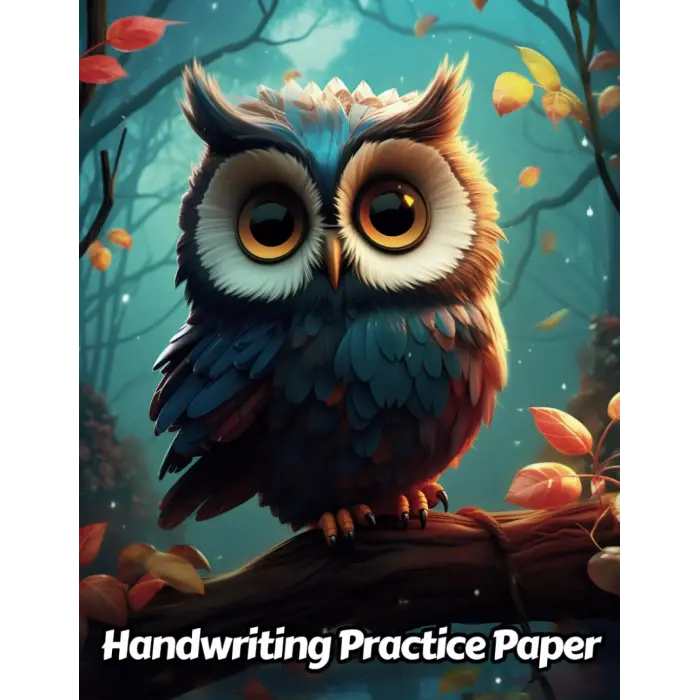 Owl Handwriting Practice Paper: Wide Lines With Dotted Midline | For Students Learning To Write Letters | Grades K-2 School | Gift For Bird Lovers | 8.5 x 11 Inches | 111 Pages | v4