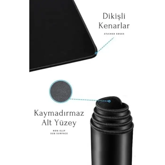 Oyuncu Mouse Pad, Kenar Dikişli, Kaymaz Taban, 30X25 Cm, Small