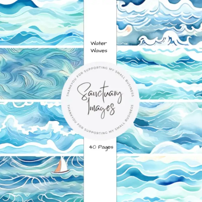 Pad, Supplies, Junk Journaling, Scrapbooking, & Crafting Projects - Double Sided 8.5 x 8.5, Water Waves Scrapbooking Paper: Decorative Craft Paper