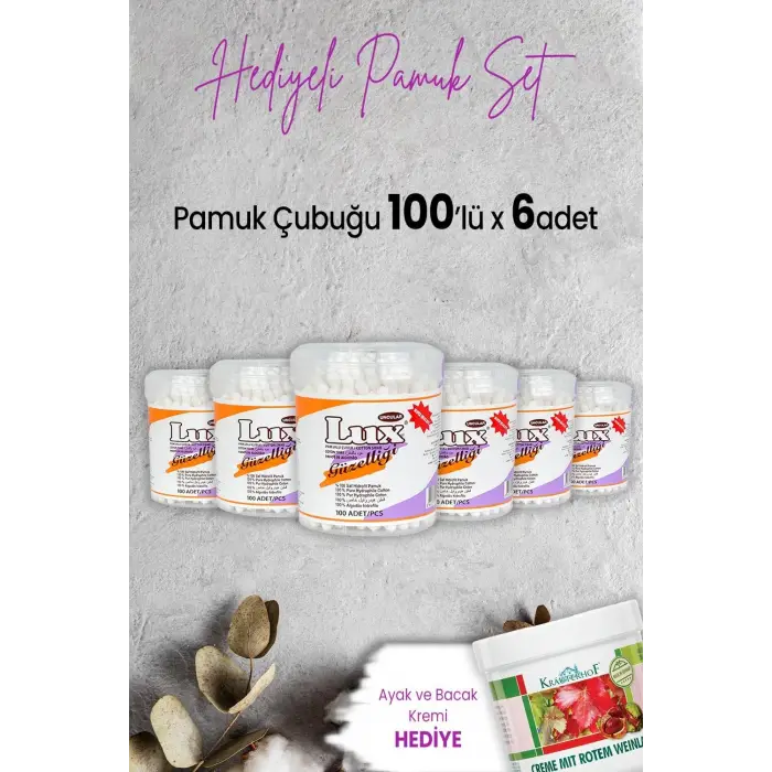 Pamuk Çubuğu 100 lü x 6 Adet ve Hediyeli