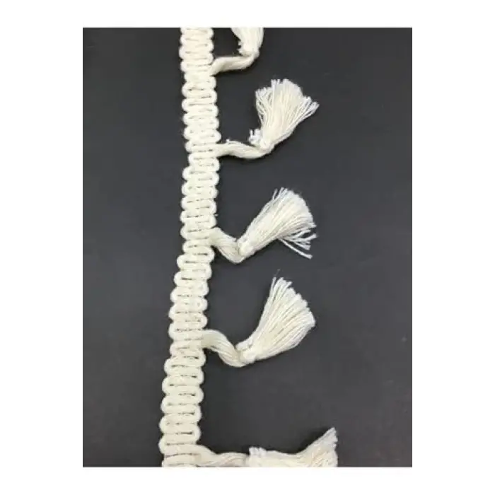 Pamuklu Püskül Şerit Krem 3 Metre