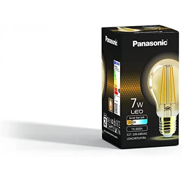 PANASONIC E27 FİL ST64 LAMBA, SARI IŞIK 7W 630LM 2000K GOLD