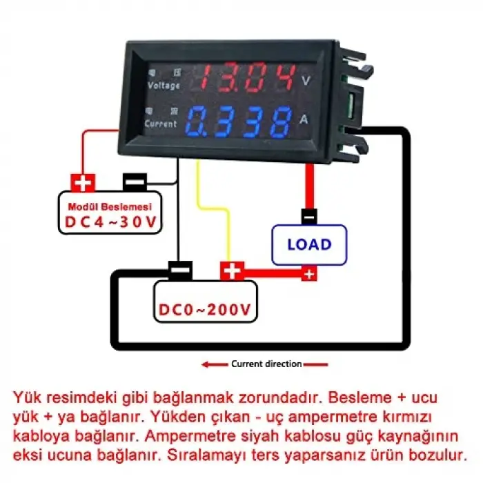 Panel Tip DC 0-200V 10A mV Voltmetre mA Ampermetre M4430