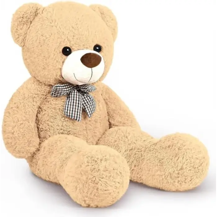 Papyonlu Sevimli Şaşkın Ayı 80 cm Pelüş Oyuncak (Boz)