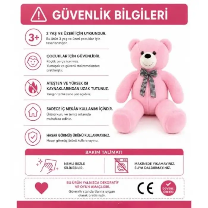 Papyonlu Sevimli Şaşkın Ayı 80 cm Pelüş Oyuncak (Boz)