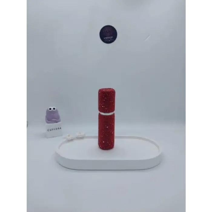 Parıldayan Elmas İşlemeli Mini Doldurulabilir Parfüm Şişesi 10 ML (Kırmızı)