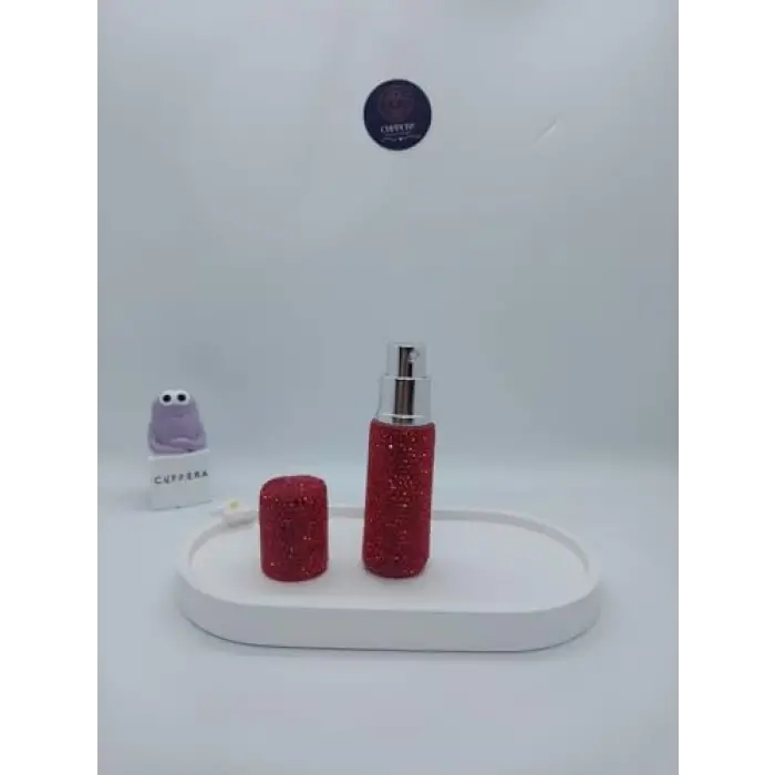 Parıldayan Elmas İşlemeli Mini Doldurulabilir Parfüm Şişesi 10 ML (Kırmızı)