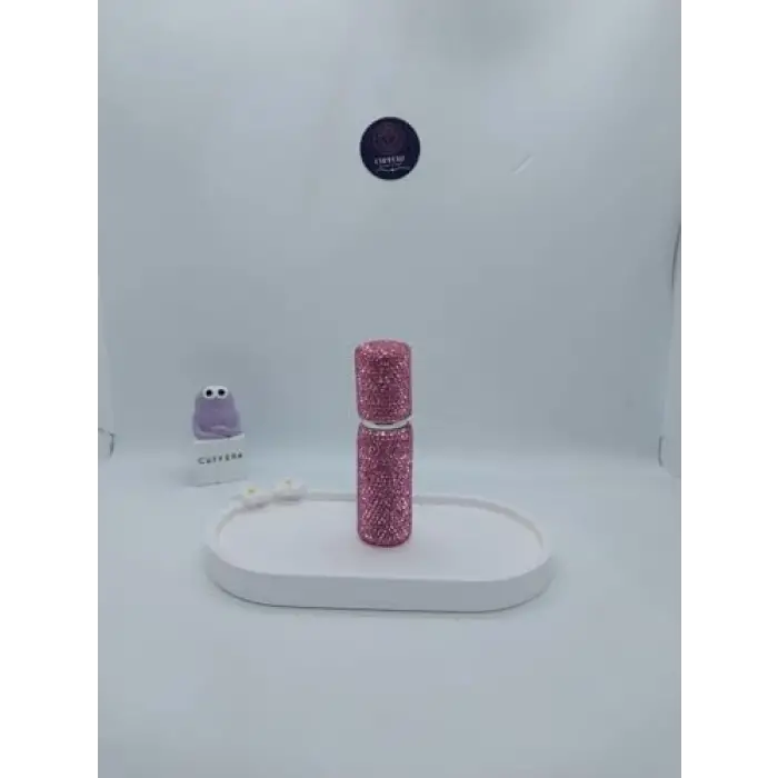 Parıldayan Elmas İşlemeli Mini Doldurulabilir Parfüm Şişesi 10 ML (Pembe)