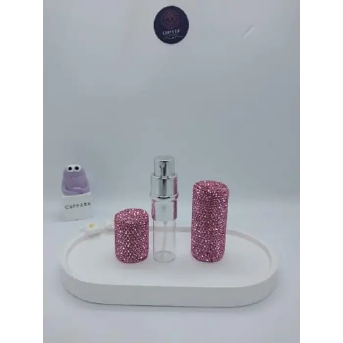 Parıldayan Elmas İşlemeli Mini Doldurulabilir Parfüm Şişesi 10 ML (Pembe)