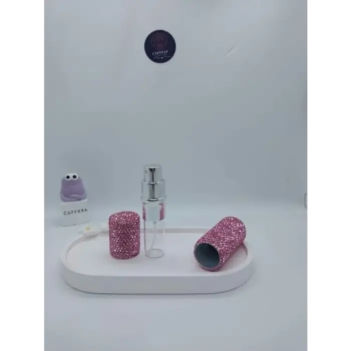Parıldayan Elmas İşlemeli Mini Doldurulabilir Parfüm Şişesi 10 ML (Pembe)