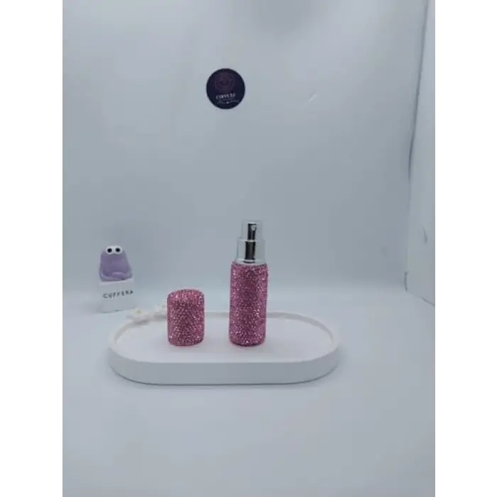 Parıldayan Elmas İşlemeli Mini Doldurulabilir Parfüm Şişesi 10 ML (Pembe)