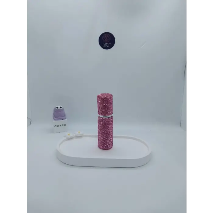 Parıldayan Elmas İşlemeli Mini Doldurulabilir Parfüm Şişesi 10 ML (Pembe)