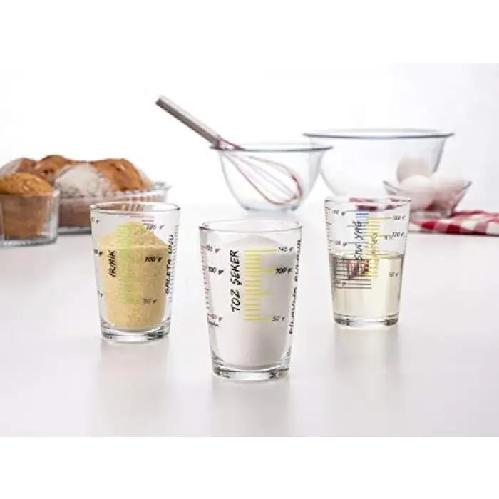 PAŞABAHÇE Arda Türkmen Ölçü Bardağı Seti - 3lü